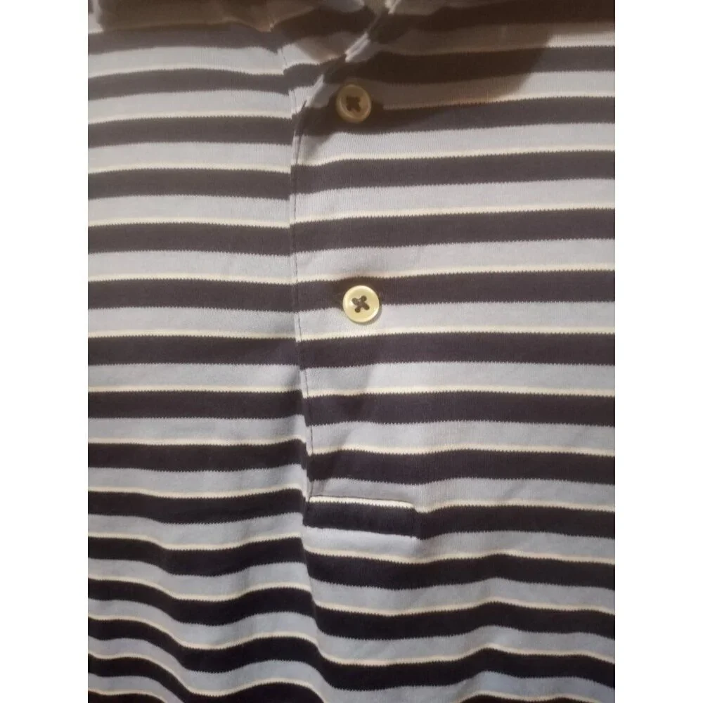 Polo Ralph Lauren Men’s 3XB Big Navy Blue Blue Stripe Short Sleeve Polo Shirt